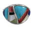 Multicolor Inlay Southwest Silver Ring Size 6 QX75240